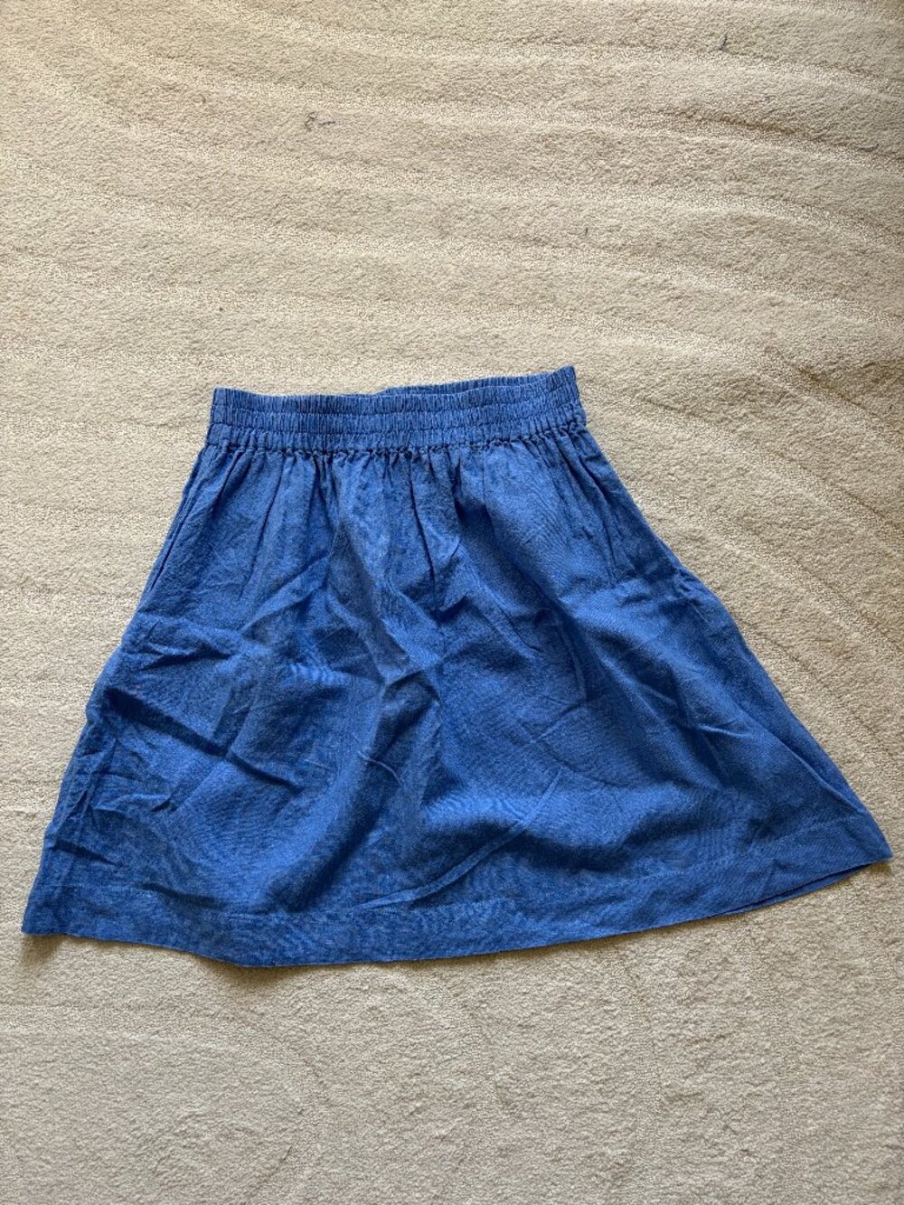 notPERFECTLINEN SION gathered linen skirt in Cornflower Blue L 23 inch long